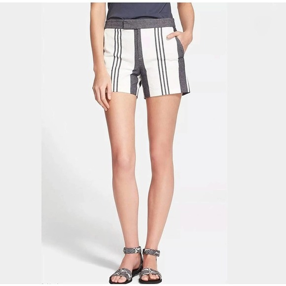 Vince Mid-Rise Short French Stripe Blue White Size 0 - Picture 11 of 12